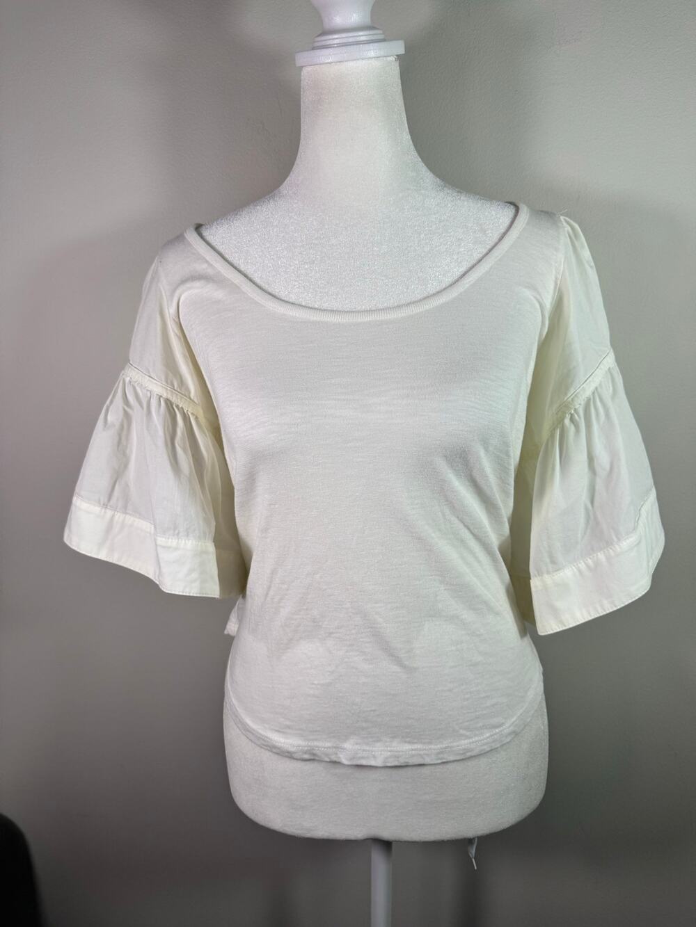 Cinq a Sept Ruffle Tie Sleeve Scoop Neck Top Size XXS